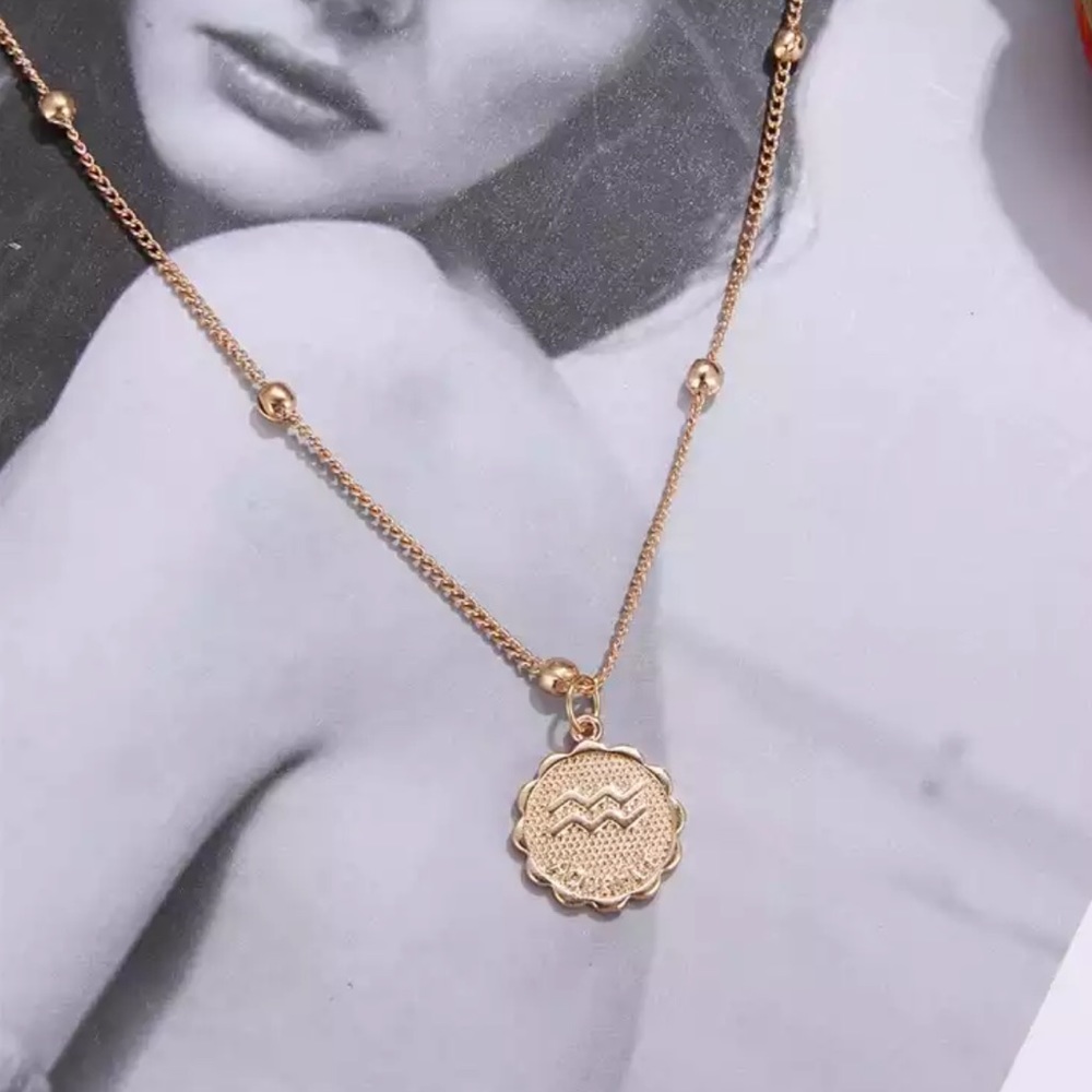 Aquarius Zodiac Coin Necklace